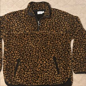 Leopard Print Fleece Pullover